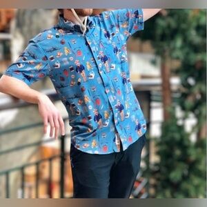 RSVLT VINTAGE BUTTON UP WITH printed SIZE large preowned